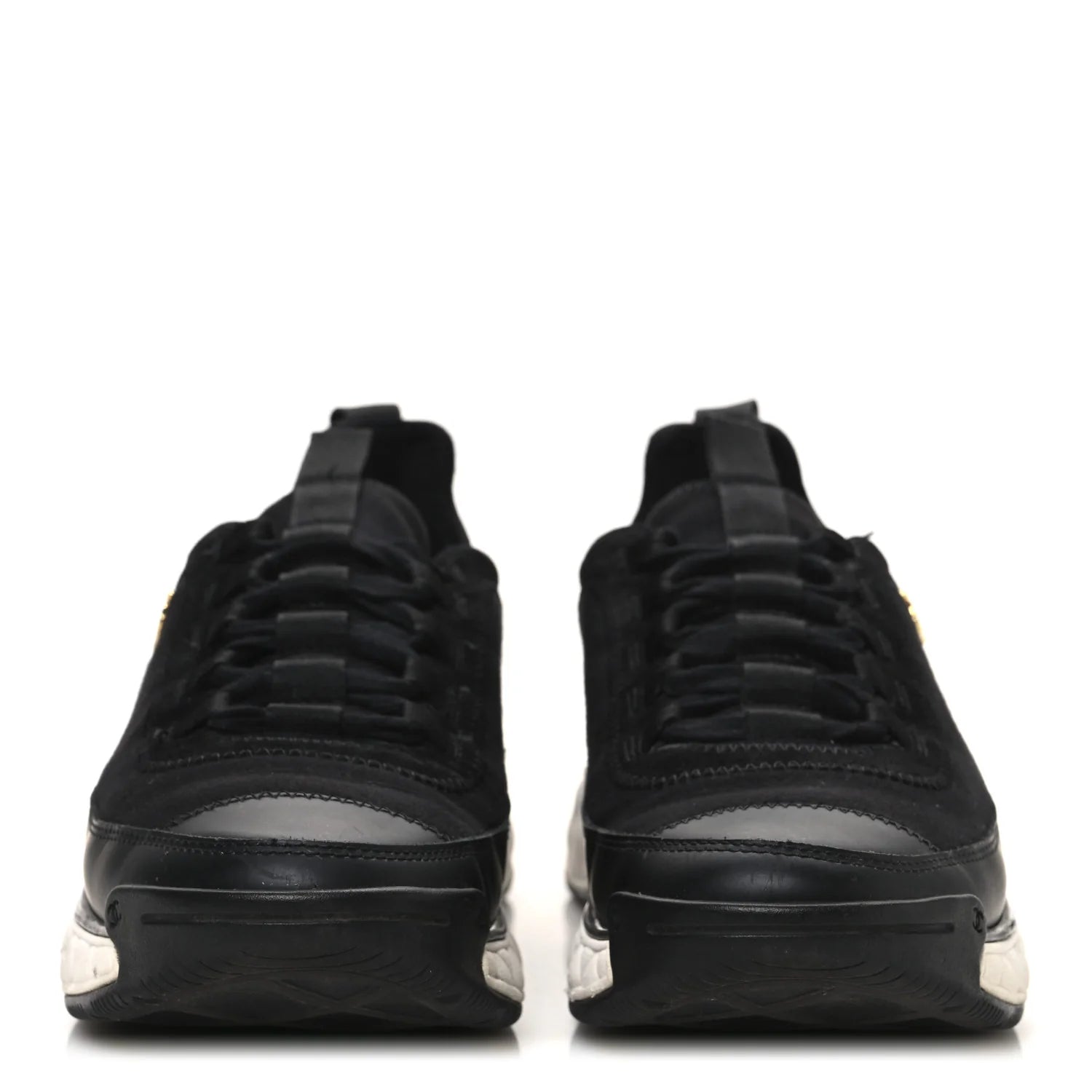 Chanel Velvet Calfskin Mixed Fibers CC Sneakers Black