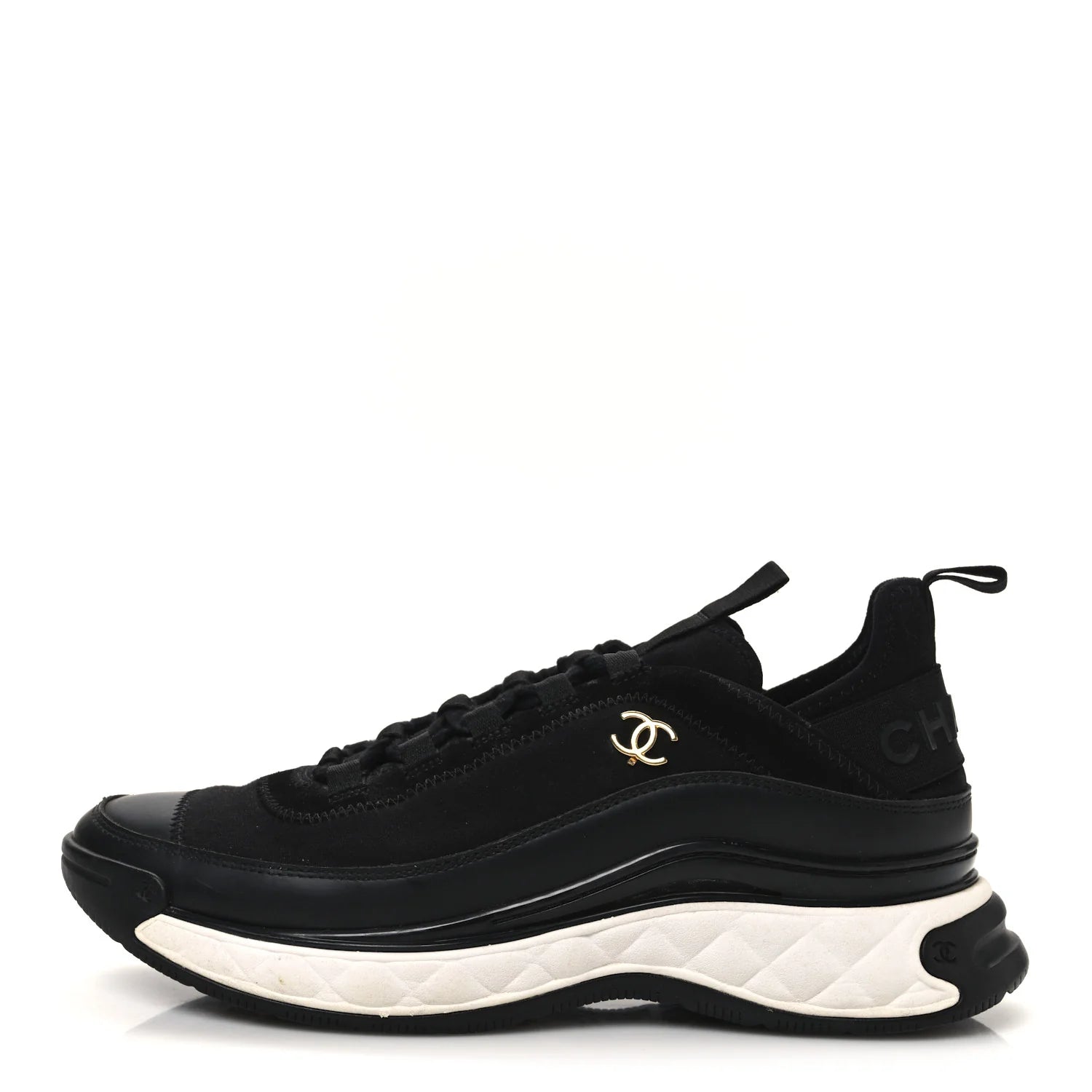 Chanel Velvet Calfskin Mixed Fibers CC Sneakers Black