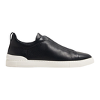Zegna Navy Blue Deerskin Triple Stitch