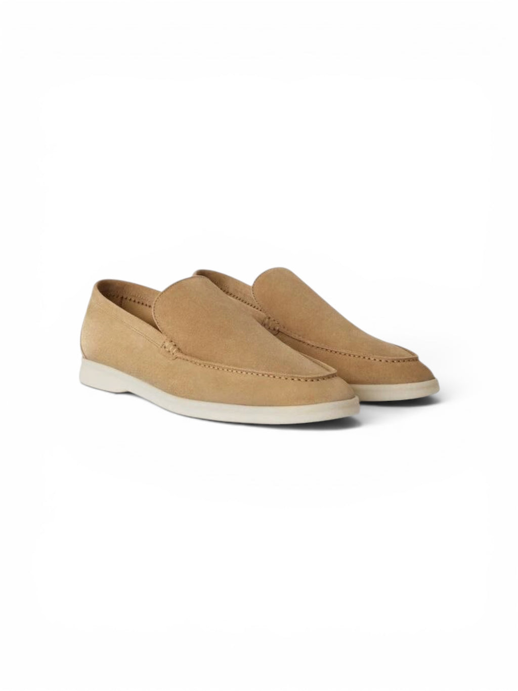 Loro Piana Summer Walk Suede Light Wood Smoke Loafers