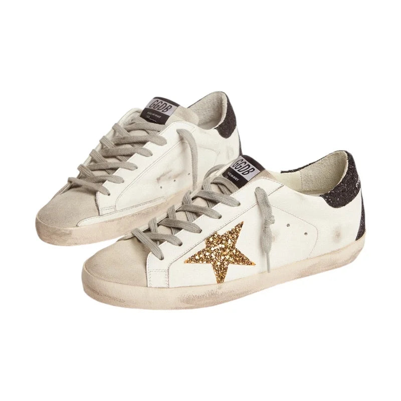 Golden Goose Superstar in white black & glitter Star