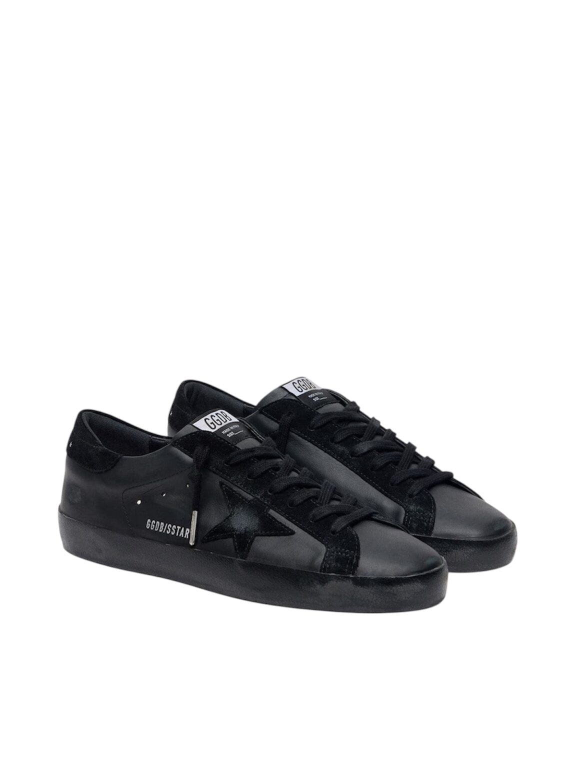 Golden Gosse Super-Star in black nappa with black suede star and heel tab
