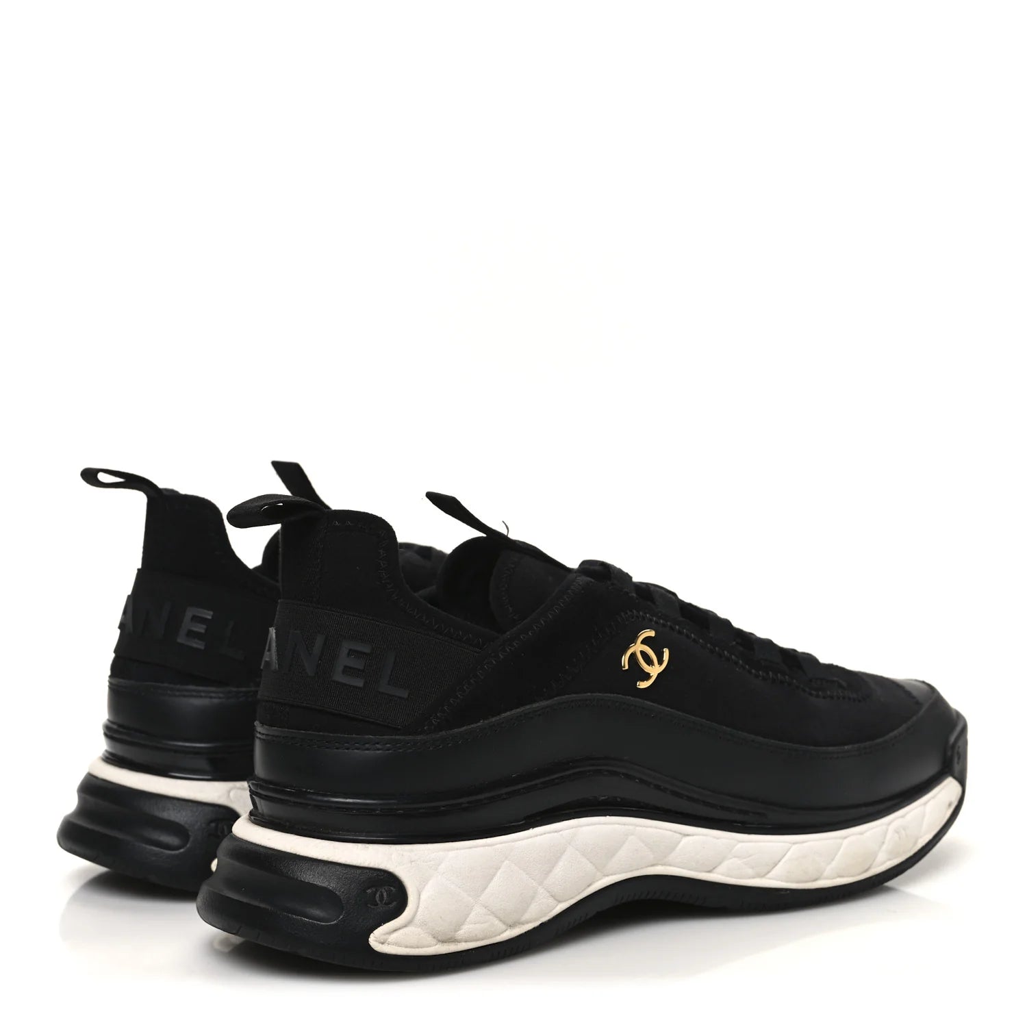 Chanel Velvet Calfskin Mixed Fibers CC Sneakers Black